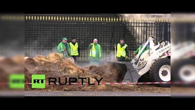 Video: "La merde!" Vierten estiércol en la puerta de la Asamblea francesa