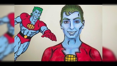 Una chica se transforma en el Capitán Planeta con un maquillaje épico