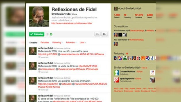 Más de 100.000 personas siguen las reflexiones de Fidel Castro en Twitter