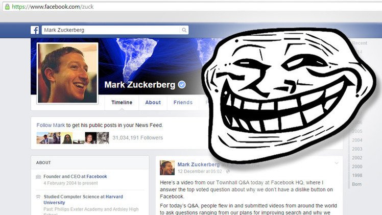 Troles brasileños atacan la página de Facebook de Mark Zuckerberg
