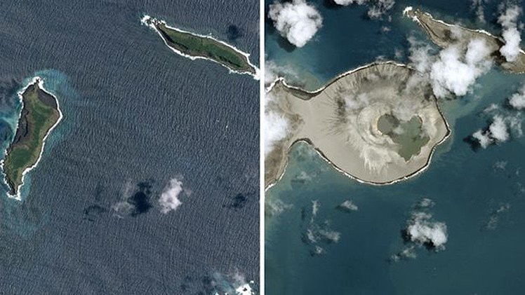 Fotos: Primeras imágenes de una isla recién formada en el océano Pacífico