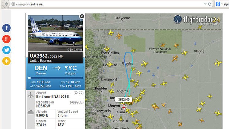 El vuelo UA3582 de United Airlines declara una emergencia tras haber despegado de Denver