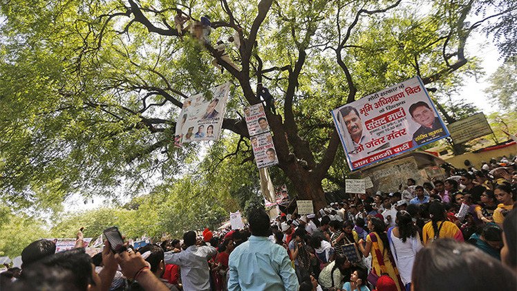 India: Un agricultor se ahorca de un árbol durante una manifestación masiva