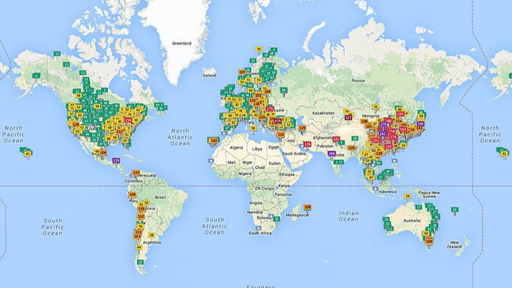 Mapa virtual: La contaminación del aire en todo el planeta en tiempo real