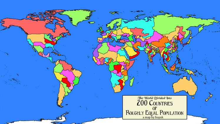 Mapamundi: Cómo serían las fronteras si todos los países tuvieran la misma población