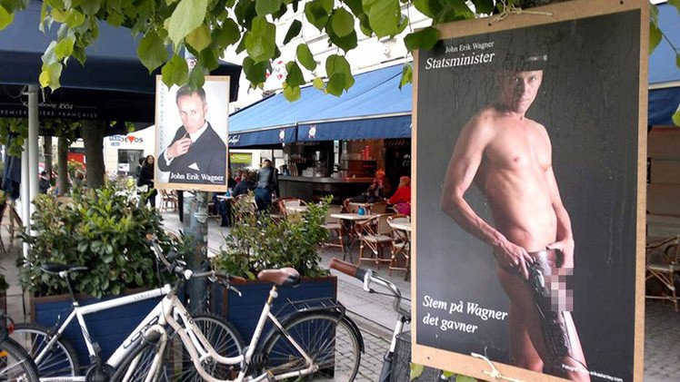 Dinamarca: Carteles con el candidato a primer ministro desnudo llenan las calles de Copenhague