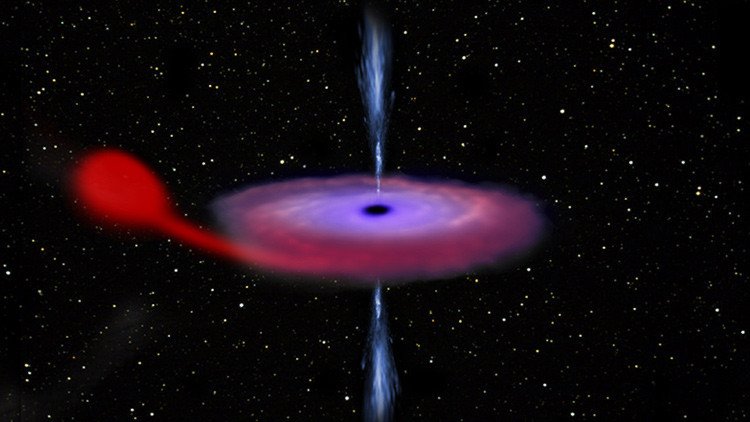 Un monstruoso agujero negro despierta y comienza a tragar masa de su estrella vecina