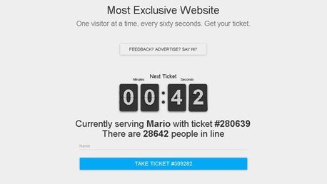 Página que puede ser visitada solo por un usuario: ¿Cómo es "el sitio web más exclusivo"?