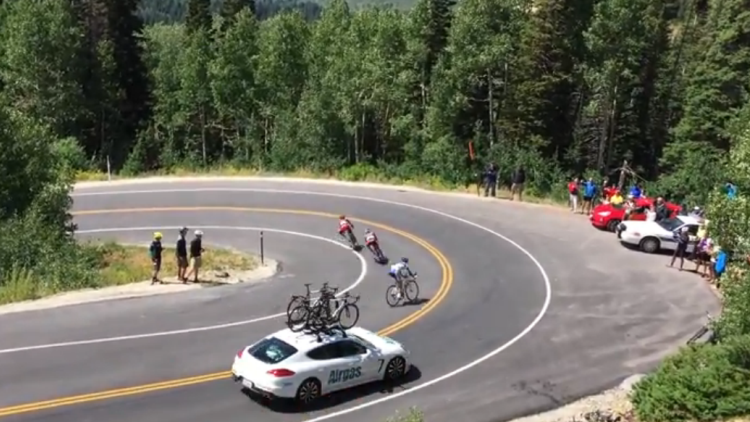 Aparatoso accidente de un ciclista en el Tour de Utah