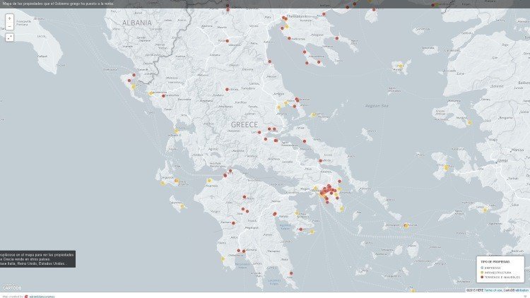 Mapa inquietante de Grecia: un país en venta