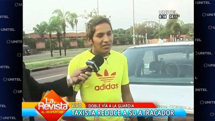 Taxista  boliviano muestra en televisión dónde tiene encerrado a su atracador