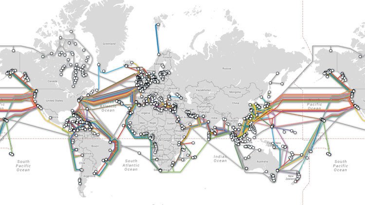 Mapa animado impactante: la red global de cables subacuáticos que proveen Internet (Video)