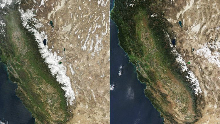 Fotos impactantes: El deshielo de las montañas de California agudiza la sequía en el estado