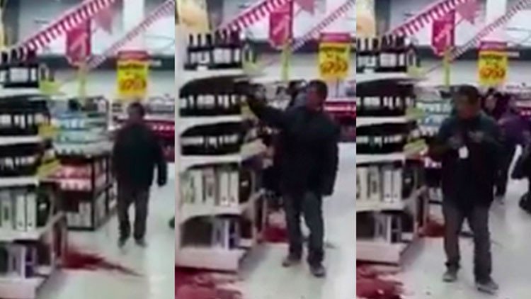 Un hombre aprovecha el pánico durante el sismo para robar una botella de vino de una tienda