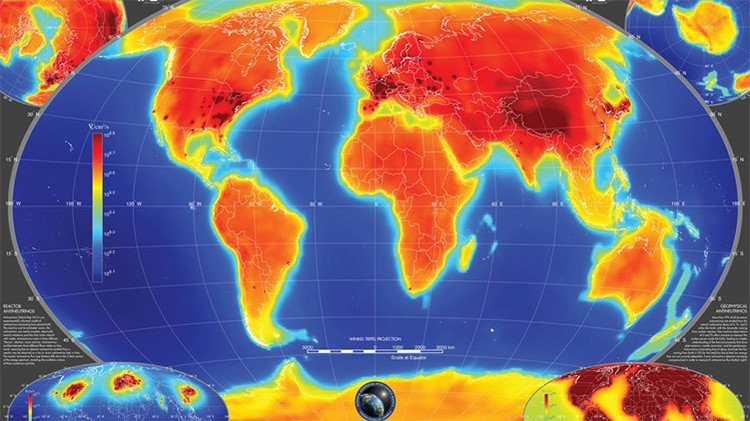 Elaboran el primer mapa global que muestra los antineutrinos del interior de la Tierra