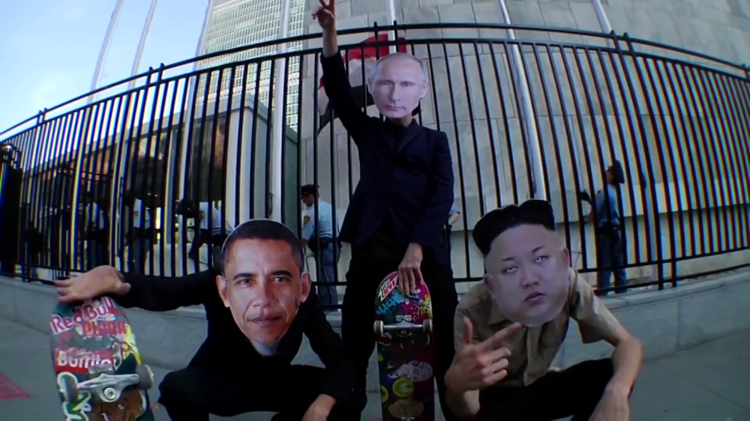 Putin, Obama y Kim, en 'skate' al son de '¿Por qué no podemos ser amigos?' 
