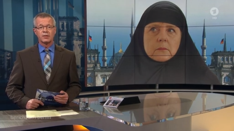 Una cadena alemana muestra un fotomontaje de Angela Merkel con hiyab y desata la polémica