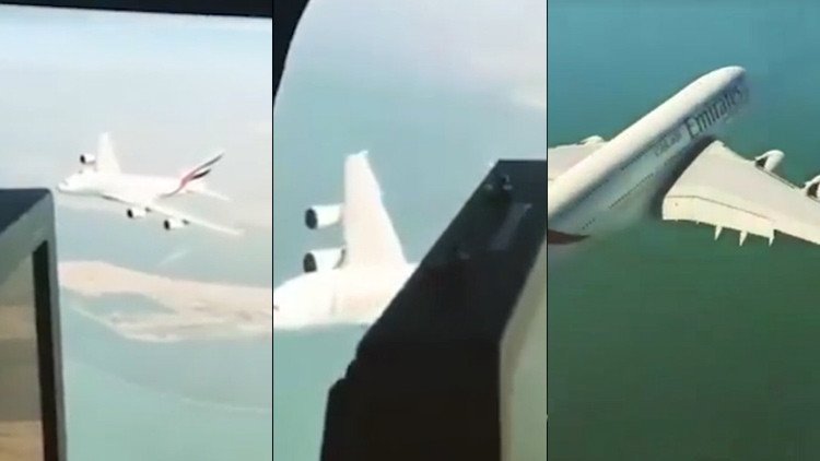 Impactante video: El mayor avión de pasajeros del mundo vuela temerariamente cerca de un helicóptero