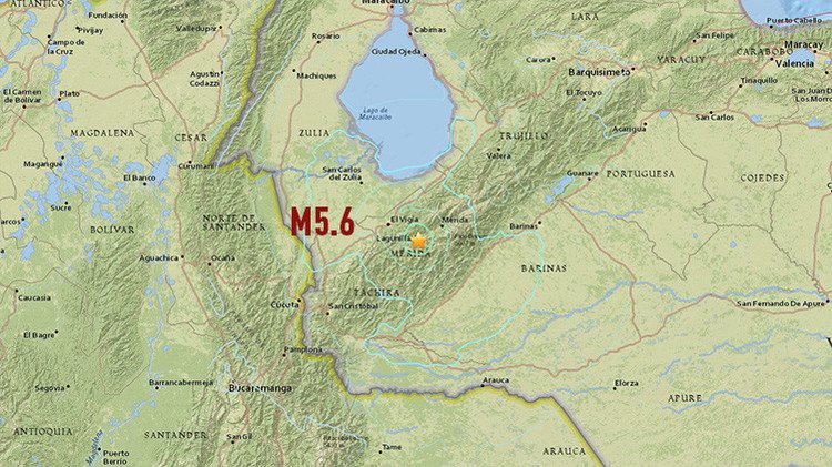 Se registra en Venezuela un sismo de magnitud 5,6