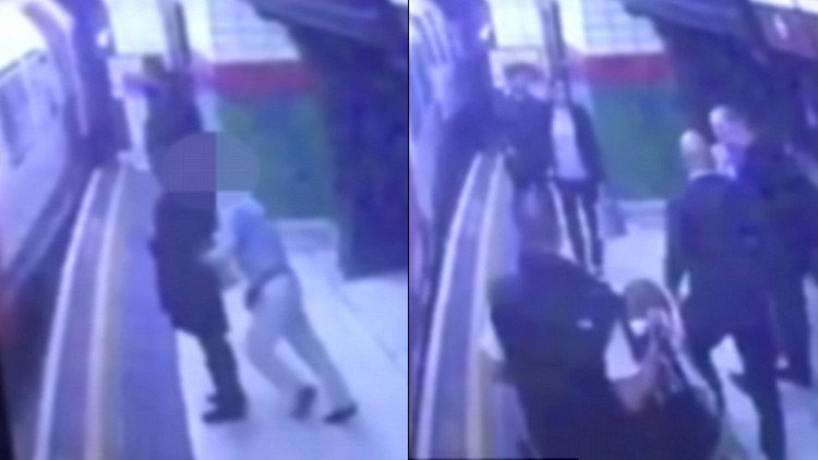 Video sobrecogedor: un anciano empuja a una mujer a las vías cuando el metro se acerca