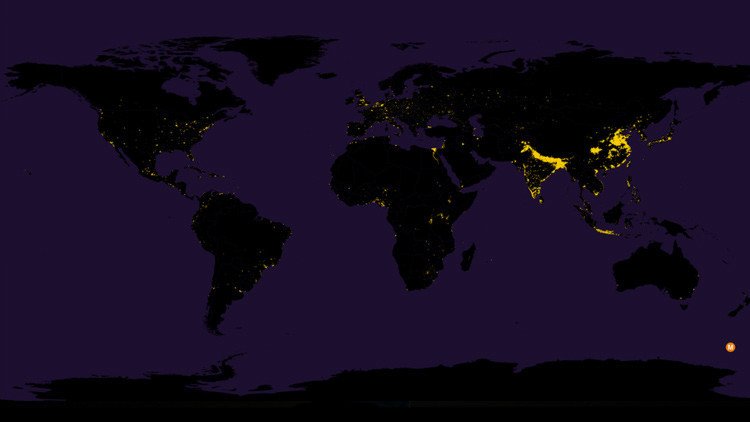 Mapa: Así se distribuye la población en la Tierra