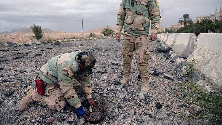 Zapadores sirios desactivan 1230 minas del Estado Islámico en Palmira