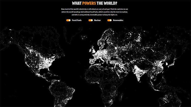 Mapa: Así se vería el mundo si se apagaran las fuentes de energía