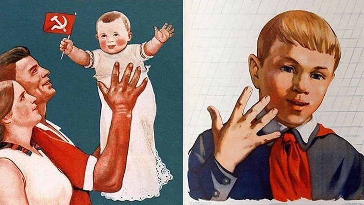 Las reglas educativas de los niños soviéticos, en carteles