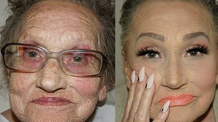 Una maquilladora 'rejuvenece' a su abuela con la técnica de Kardashian (fotos)