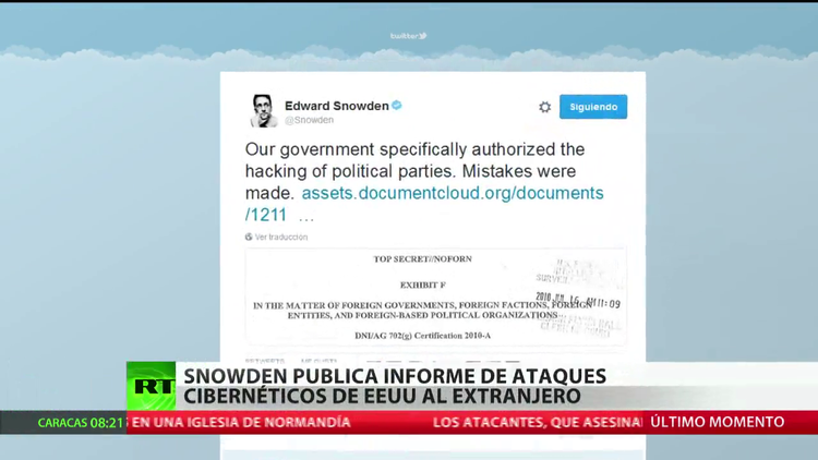 Snowden publica un informe de ataques cibernéticos de EE.UU. en el extranjero