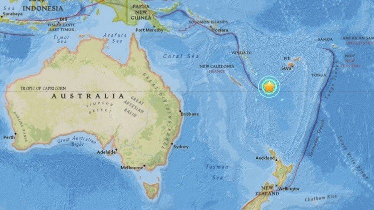 Un terremoto de magnitud 7,2 sacude las islas Fiyi y Nueva Caledonia