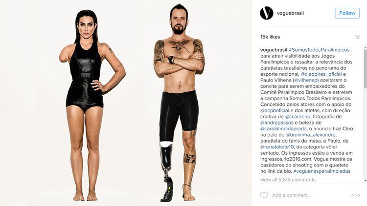 La revista 'Vogue' de Brasil retoca modelos perfectos con 'photoshop' para volverlos paralímpicos