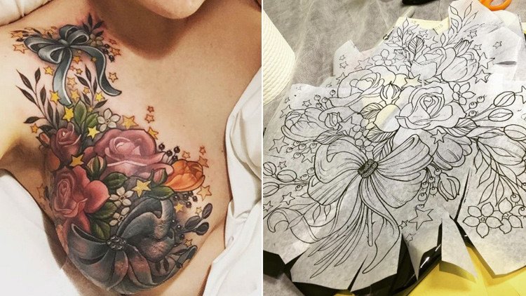 Se tatúa el seno tras un cáncer y se vuelve viral en las redes sociales