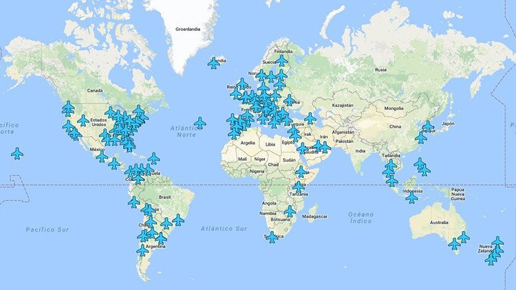Este mapa interactivo permite acceder a las redes wifi de los aeropuertos