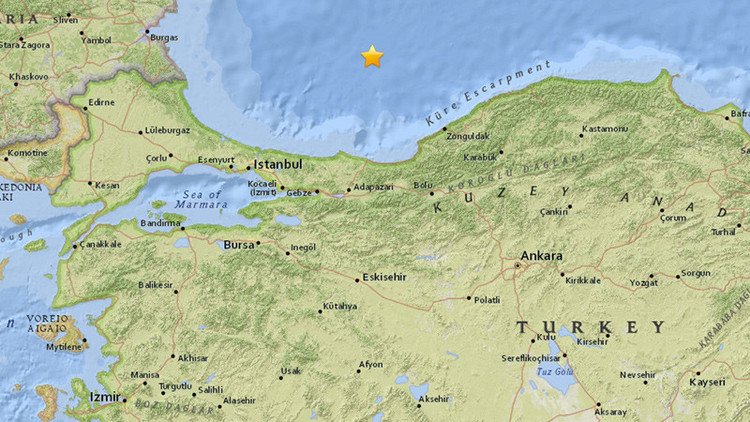 Se registra un sismo de magnitud 5,3 cerca de Turquía en el mar Negro