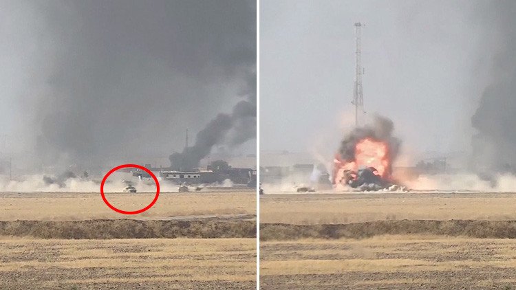 FUERTE VIDEO: Un coche bomba del EI siembra el pánico y explota contra una columna de tanques iraquí