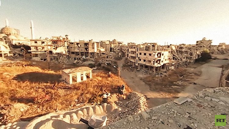 Los desoladores efectos de la guerra en Siria en una vista en 360 grados