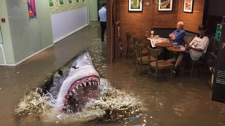 MEMES: La imagen de un anciano imperturbable en un Starbucks inundado conquista la Red