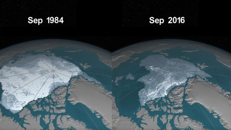 ¿Hora de pensar?: 30 años de reducción del hielo ártico en un video 'timelapse' de la NASA