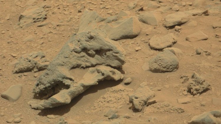 'Parque Jurásico' en Marte: Encuentran un 'cráneo de dinosauro' en una imagen de la NASA