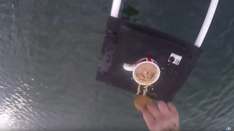 Salta desde 70 metros de altura para mojar una galleta en una taza de té