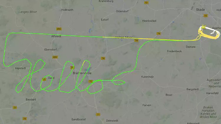 Un piloto usa su avión para escribir "Hola" en el radar que seguía su vuelo (FOTO)