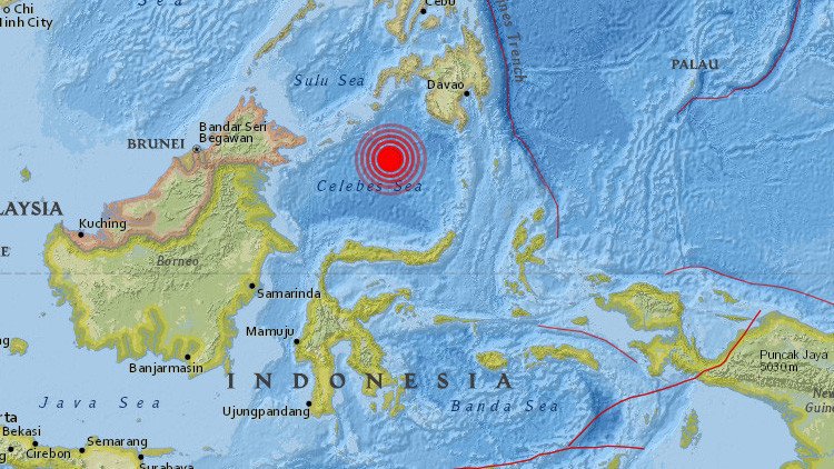 Se registra un sismo de magnitud de 7,3 entre Indonesia y Filipinas
