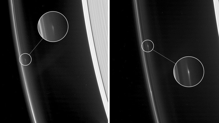 Fotos: La NASA capta objetos extraños 'rondando' un anillo de Saturno