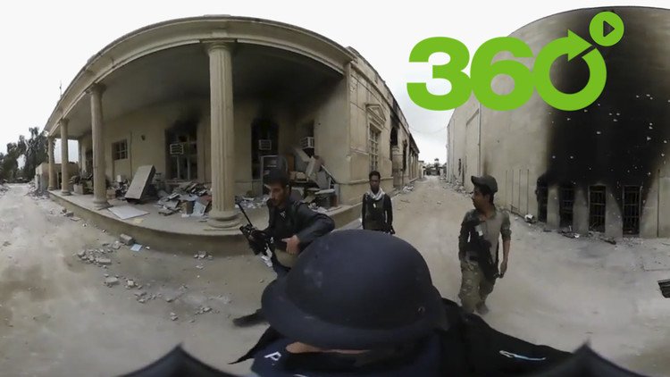 Video 360º: un equipo de la agencia Ruptly, bajo fuego de mortero en el Museo de Mosul