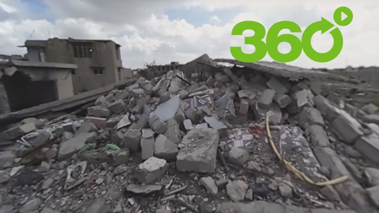 Montañas de escombros y 'calles fantasma': un recorrido por una ciudad cristiana iraquí en 360°