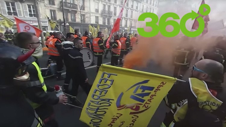Protesta en 360°: bomberos se manifiestan contra las precarias condiciones de trabajo en Francia