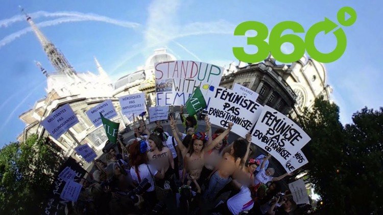 Viva de cerca una protesta feminista en París con este video en formato de 360 grados