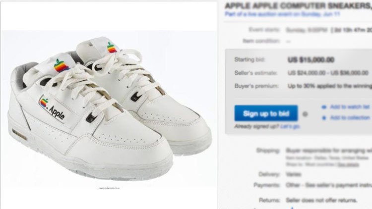 'Ni son Reebok, ni son Nike': Subastan zapatillas Apple por un precio inicial de 15.000 dólares