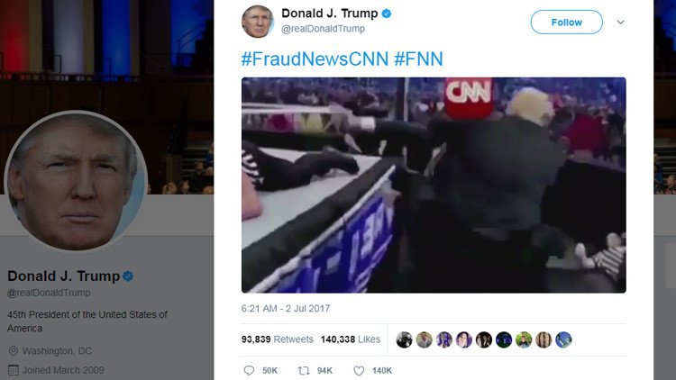 VIDEO: Trump tuitea video en el que golpea a un hombre con el logotipo de la CNN en la cabeza